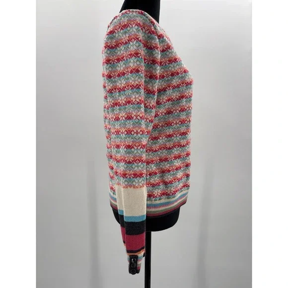 Liz Claiborne Fair Isle V Neck Sweater Women‎ Size M Colorful Geometric Pattern - Picture 2 of 6